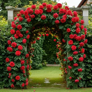 Роза плетистая Алый Триумф купить по цене от 319р. в интернет-магазине «Посадика» с доставкой почтой в в Калининске и по всей России – [изображение №1].